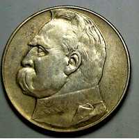 Moneta obiegowa II RP Józef Piłsudski 10zl 1936r