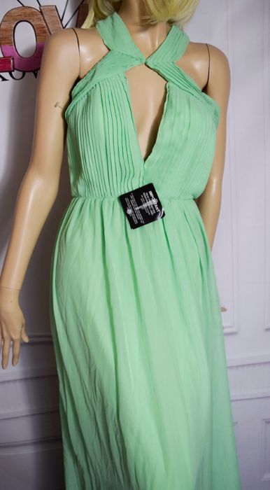 Zielona maxi sukienka odkryte plecy 34
