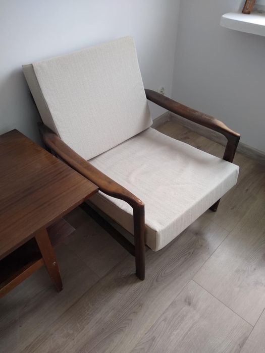 Fotel fotele niskie retro antyk vintage brązowe