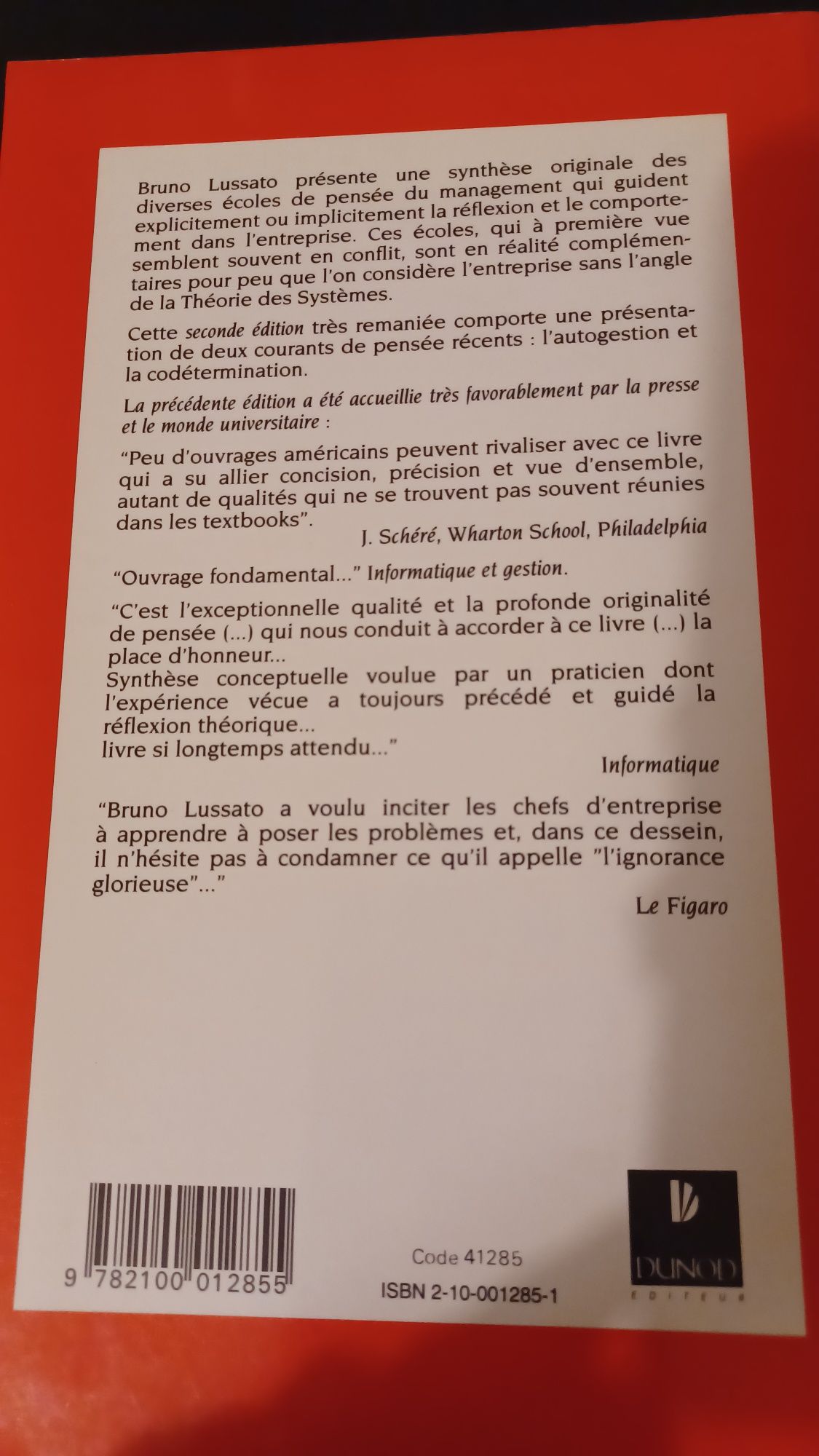 Livro "Introduction critique aux théories d'organisation" de Bruno L.