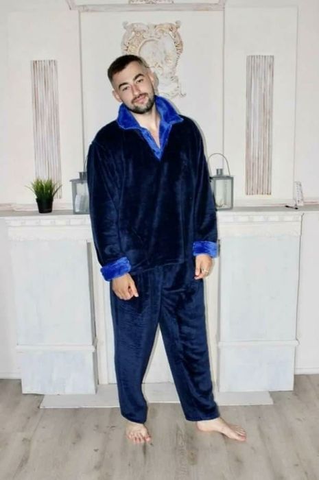 Хіт на зиму Чоловіча тепла піжама приємна махра мужская пижама подарок