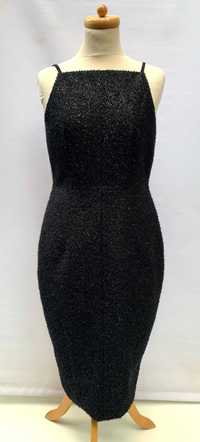 Sukienka H&M Czarna Połyskująca Srebrna Nitka L 40