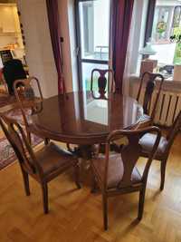 stół z krzesłami / lite drewno /rozkładany / solidny