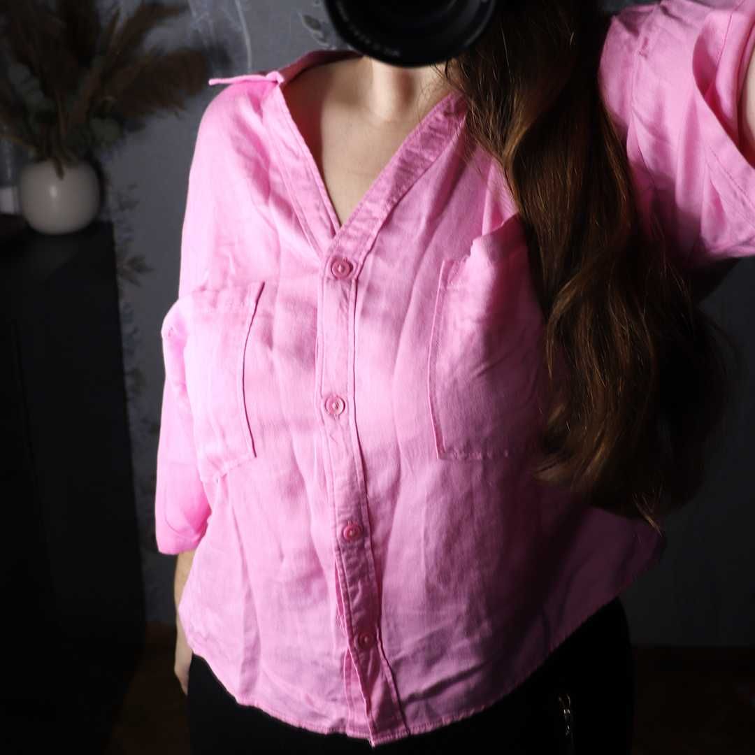 Нова рожева футболка-сорочка, не тягнеться, розмір 46