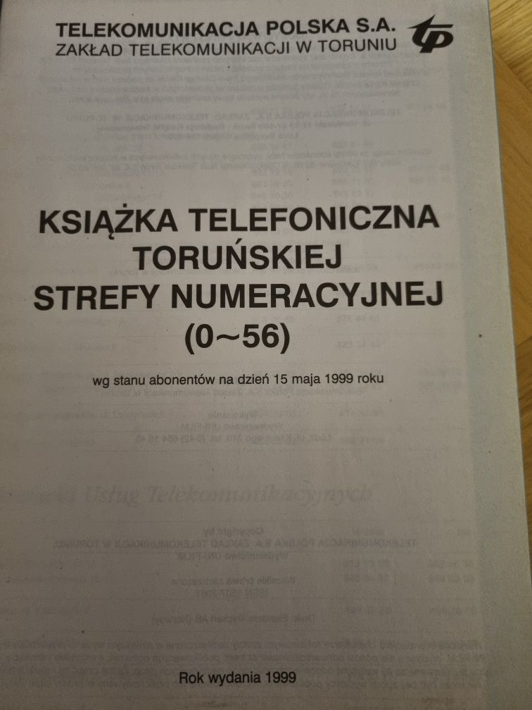 Książka telefoniczna woj toruńskiego z 1999r