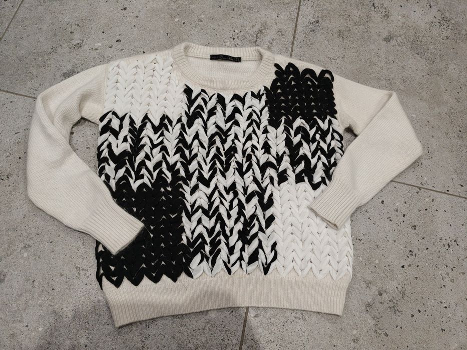 Kremowy sweter z angorą Zara r. S