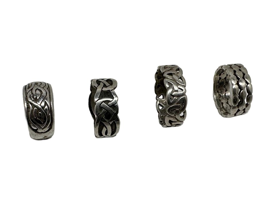 4 aneis de Prata Artesanais