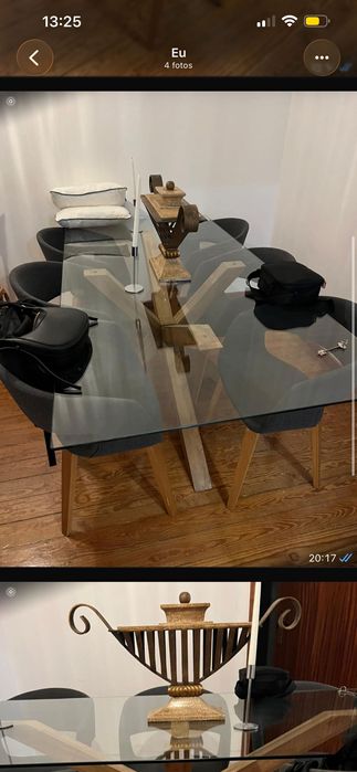 Mesa de vidro + 6 cadeiras