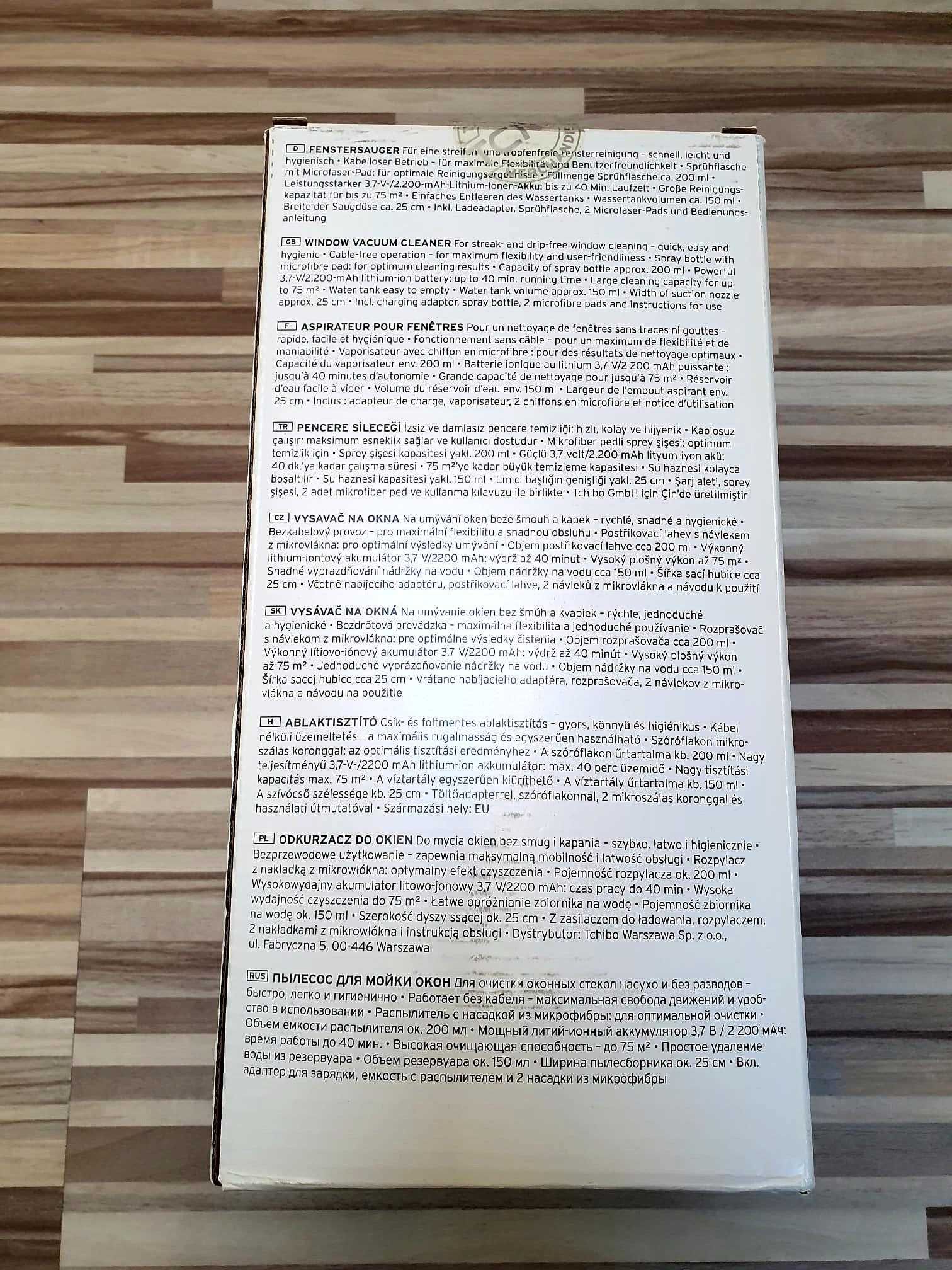 NOWY! Odkurzacz do okien Tchibo Fenstersauger akumulatorowy, bez smug