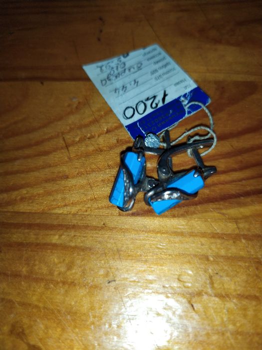 Срібний новий набор сережки та перстень 17 розмір з бірюзою