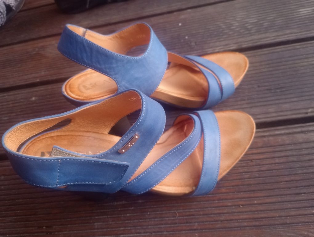 Buty włoskie sandały obcas skóra naturalna