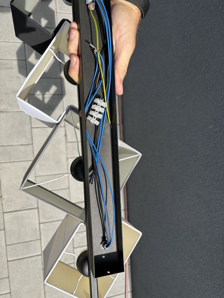 Lampa wisząca biel/szary/czarny 4 punkty światła