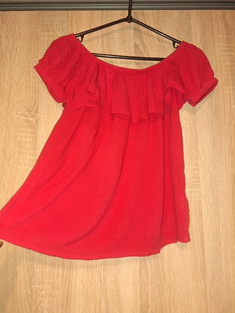 Hiszpanka cropp z rękawami crop top kolor malinowy