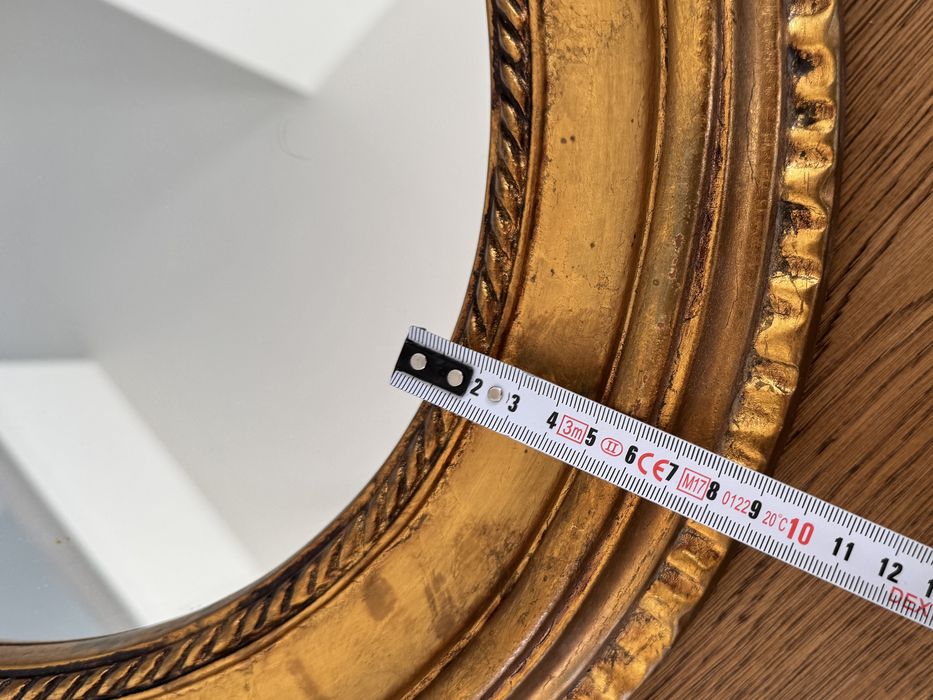 Lustro okrągłe ścienne złote vintage duże 65x55cm