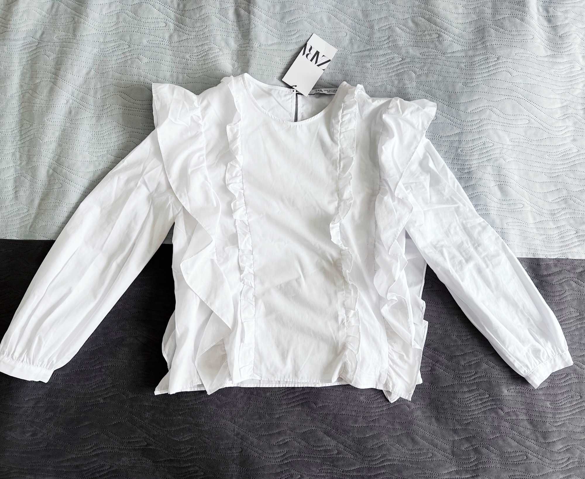 ZARA biała koszula bluzka falbany XS