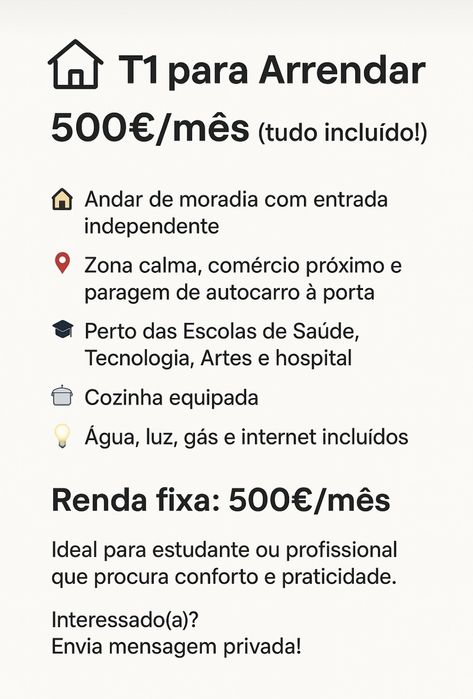Aluga-se T1 Quinta da Granja