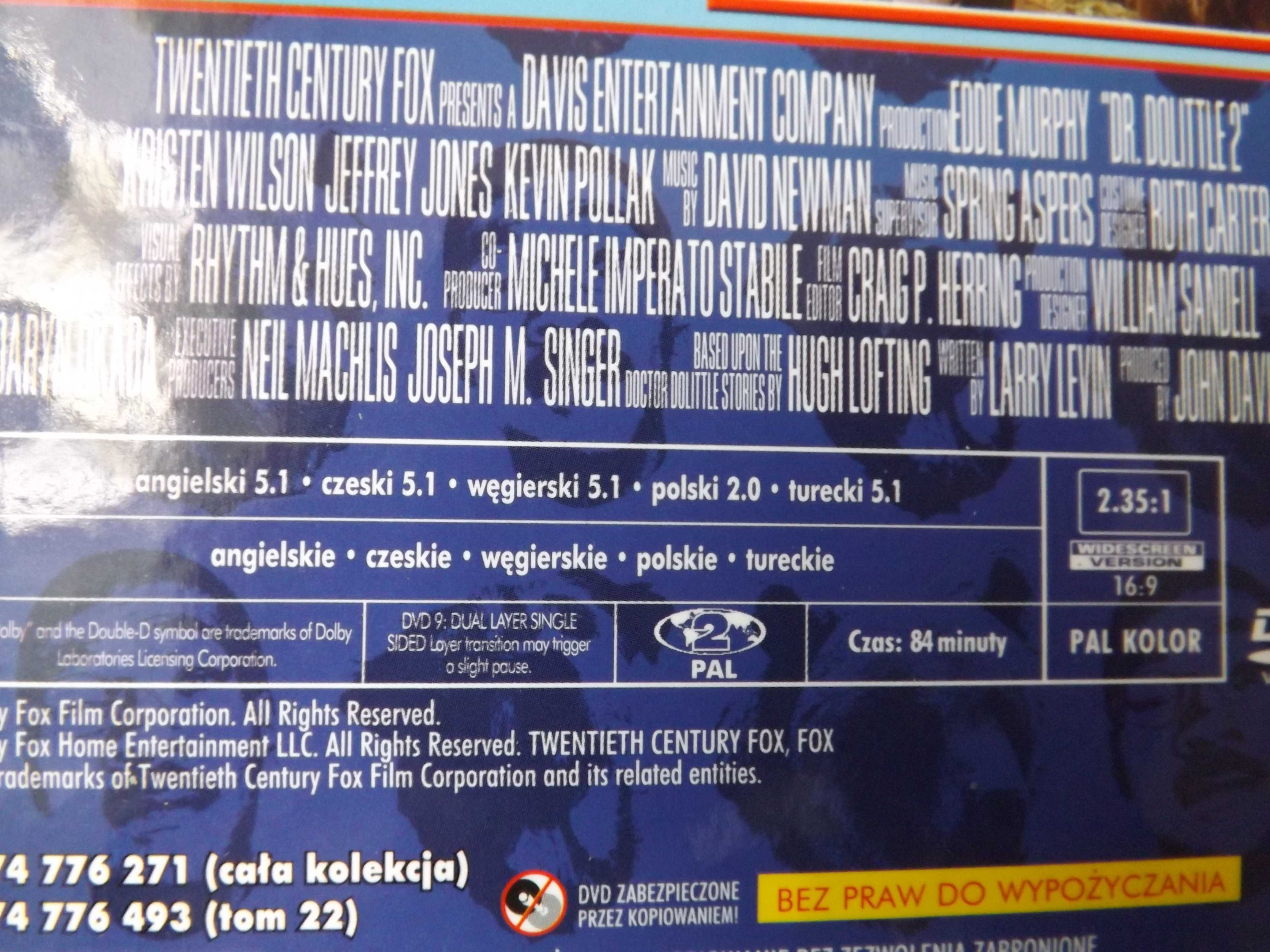 Dr. Dolittle 1,2 dvd bajka film E. Murphy