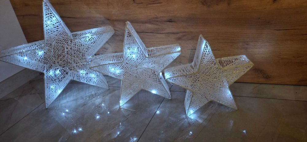 Dekoracja Świąteczna 3 Duże Giazdy Led