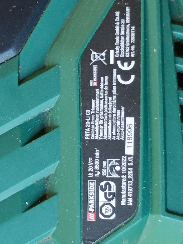 Podkaszarka akumulatorowa Parkside PRTA 20-Li C3 sprawna, bez baterii
