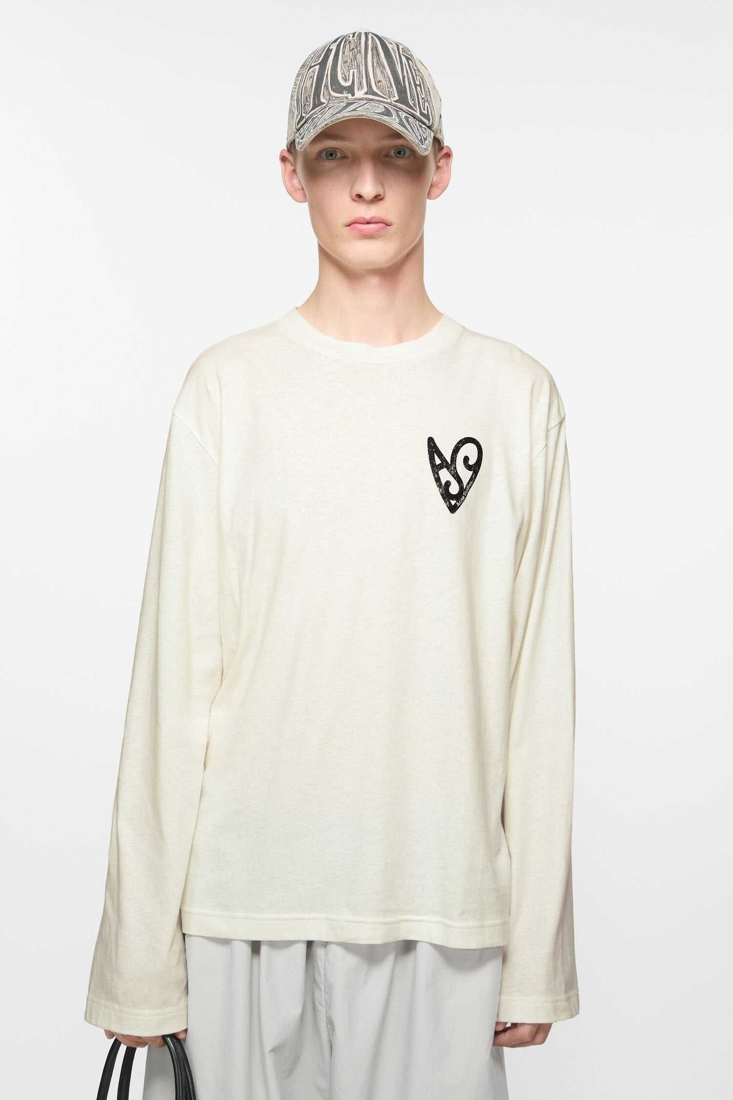 Футболка Acne Studios Heart Printed Long Sleeve White