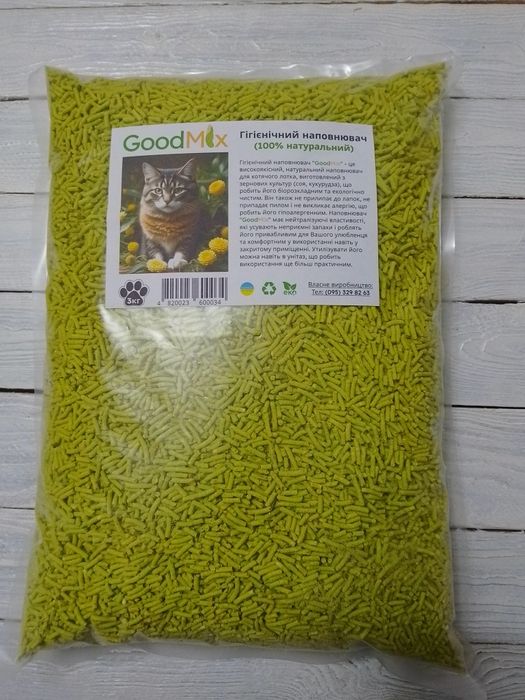 Наповнювач котячий 3 кг (соя, кукурудза)