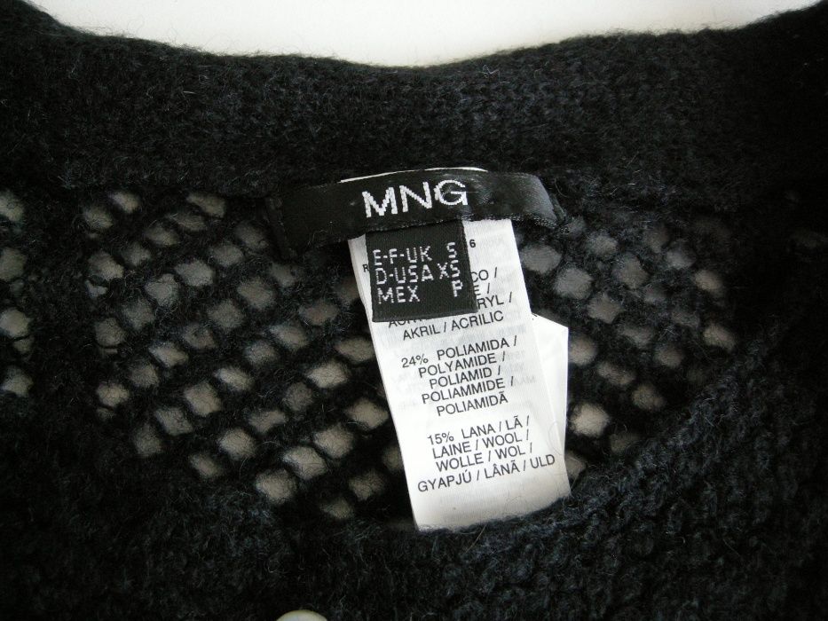 Camisola preta Lã Mango tamanho S efeito crochet