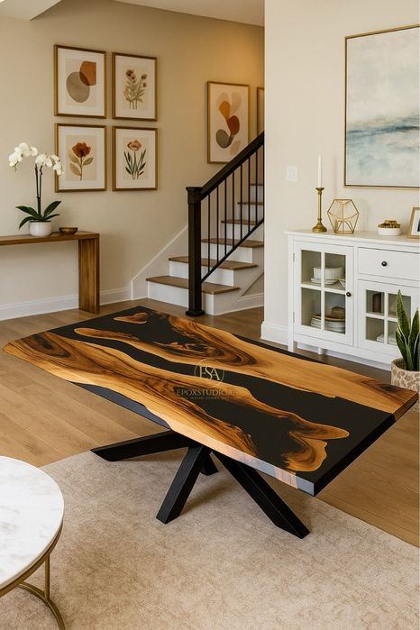 Stół nowocesny salon jadalnia żywica homedeco loft  premium monolit