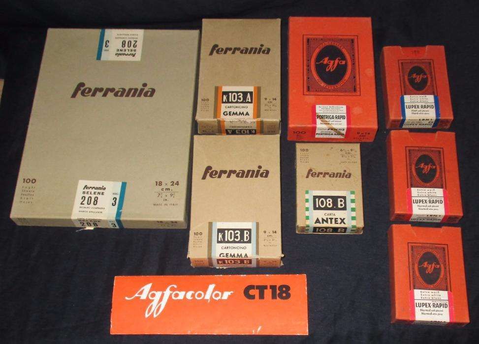 Caixas e album fotografia e slide Agfa Ferrania Kodak Minolta Vintage