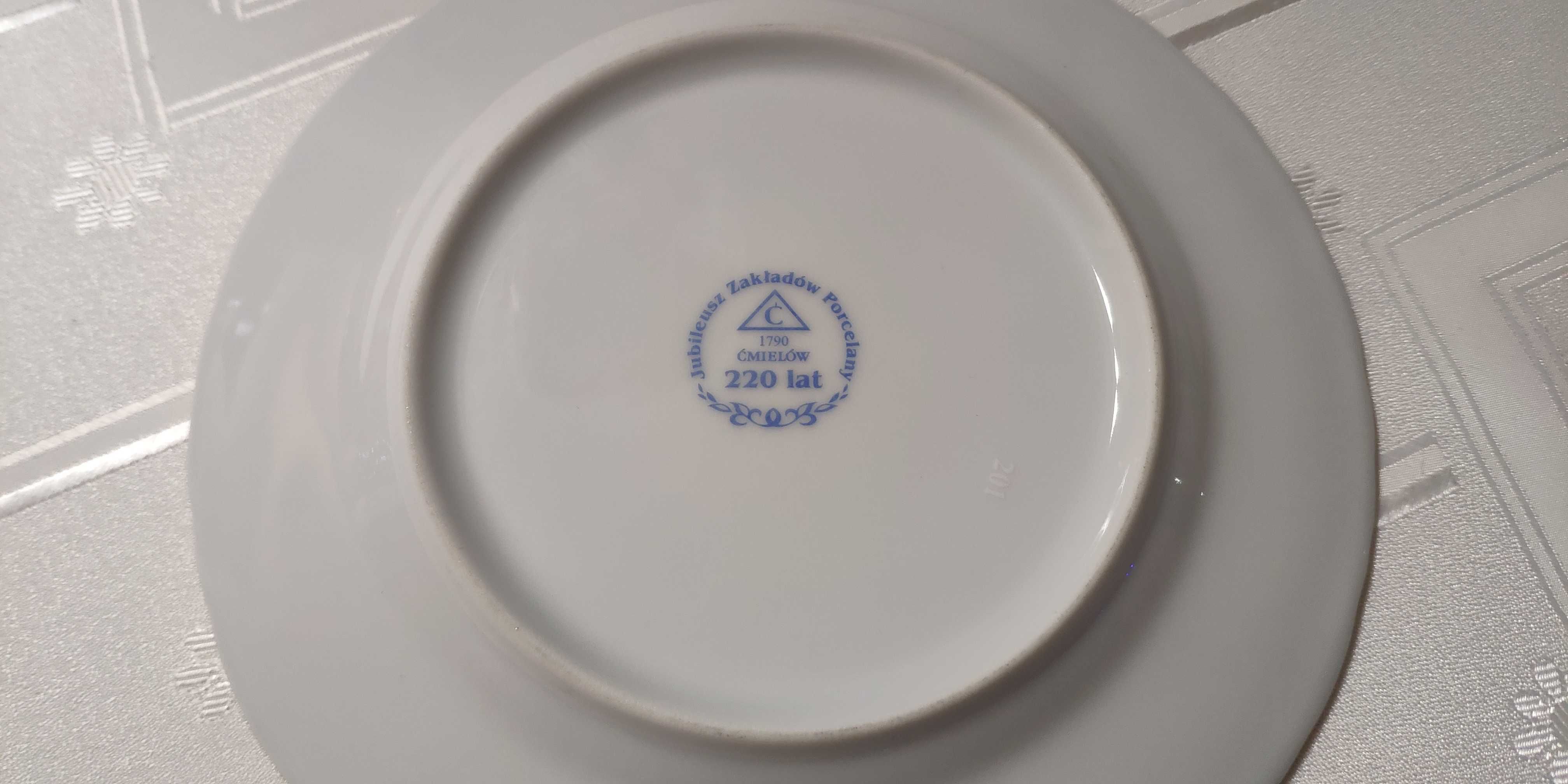 Talerz płytki deserowy 18,5 cm Rococo Złota Linia Ćmielów