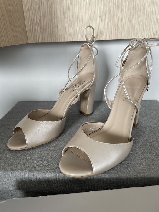 Buty slubne na slupku kotyl perlowe