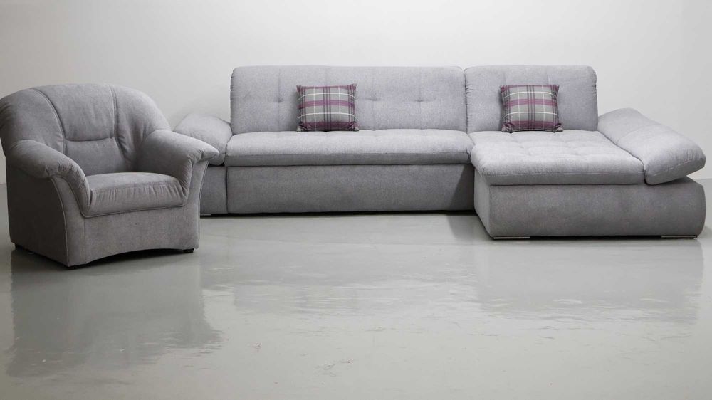 TLE Narożnik funkcja spania FOTEL popielaty rozkładana kanapa rogówkA