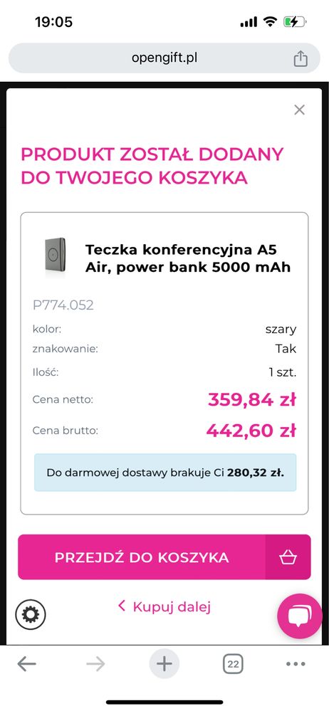 Teczka Notes A5 z wbudowanym power bank 5000 mAh