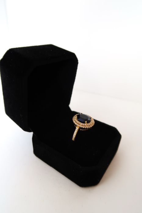 Złoty Pierścionek z Szafirem Syntetycznym | 18 | Próba Złota 585