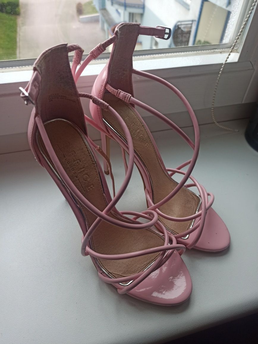 Szpilki różowe sandały na obcasie rozmiar 38