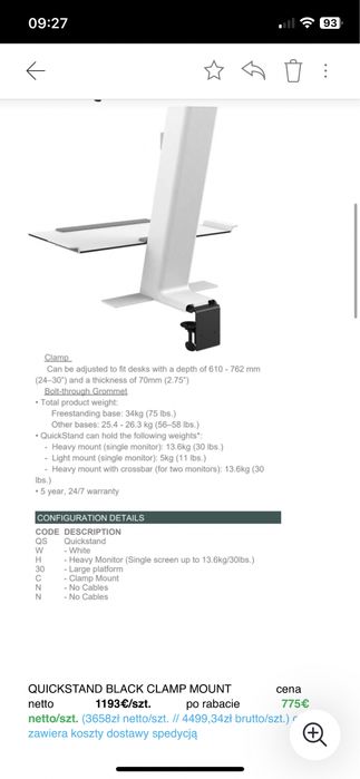 REGULOWANE biurko stanowisko do pracy/nauki STOJĄCA/SIEDZA QuickStand