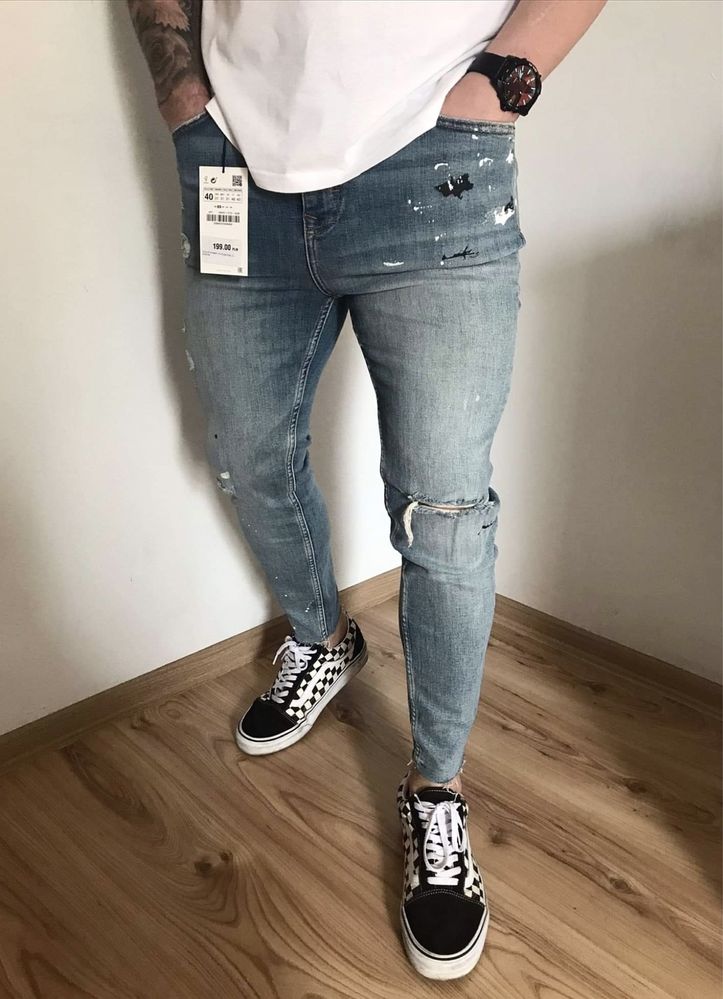 Meskie spodnie jeansowe rurki Zara rozmiar 40