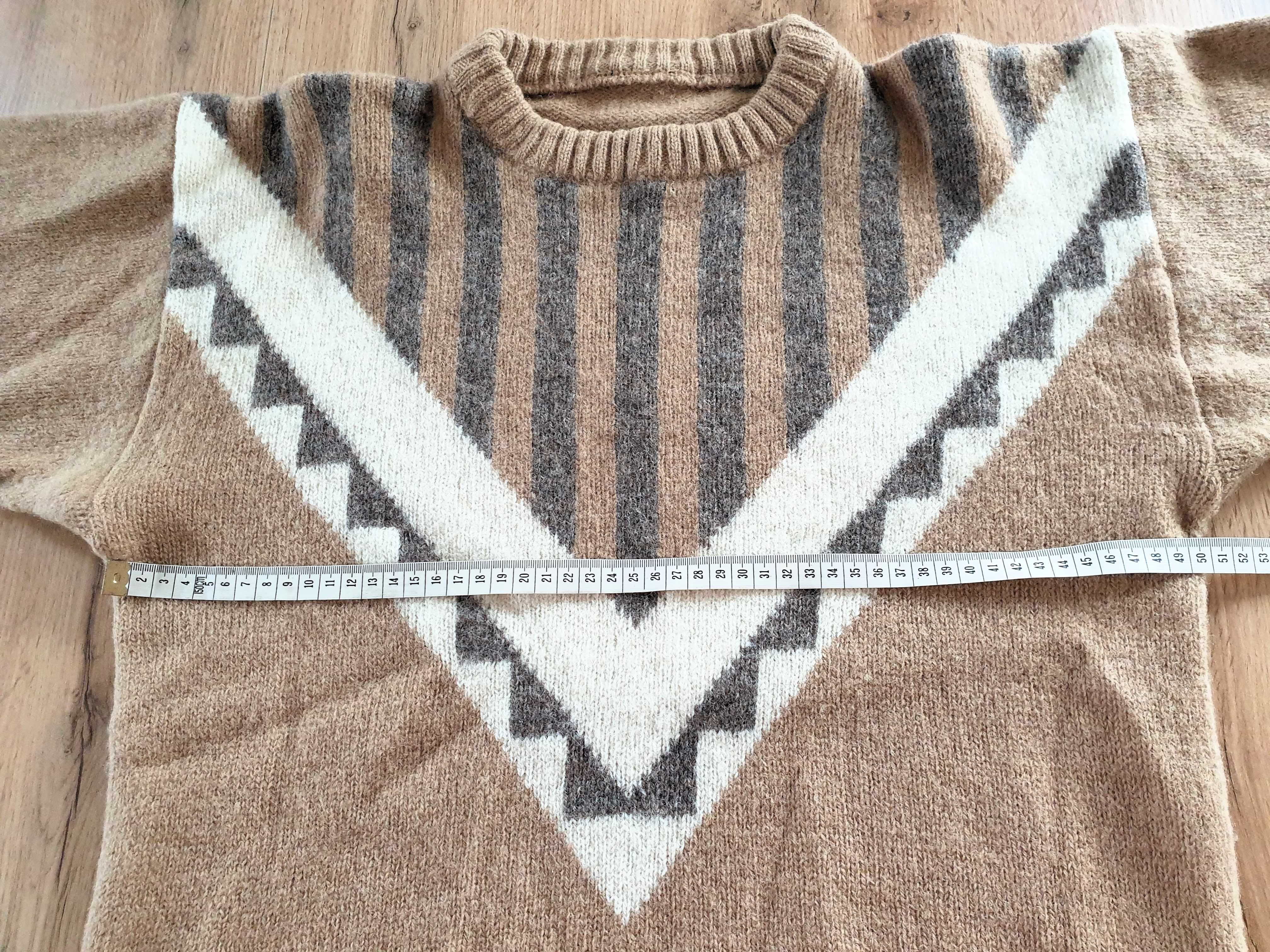 Sweter vintage z okrągłym dekoltem, rozmiar L