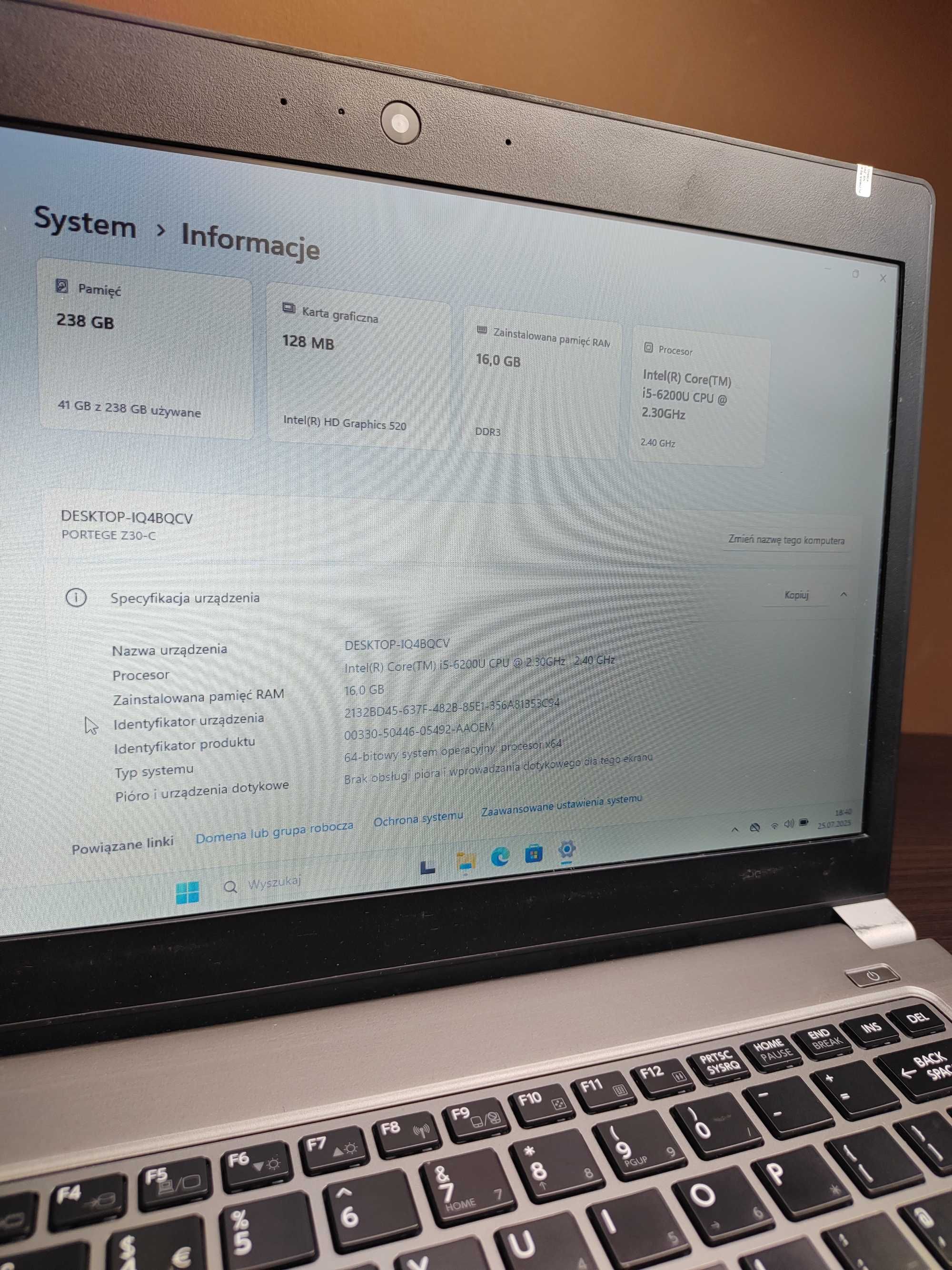 LEKKI LAPTOP | Toshiba Portege | i5-6GEN | 16GB RAM | 256SSD | Win11