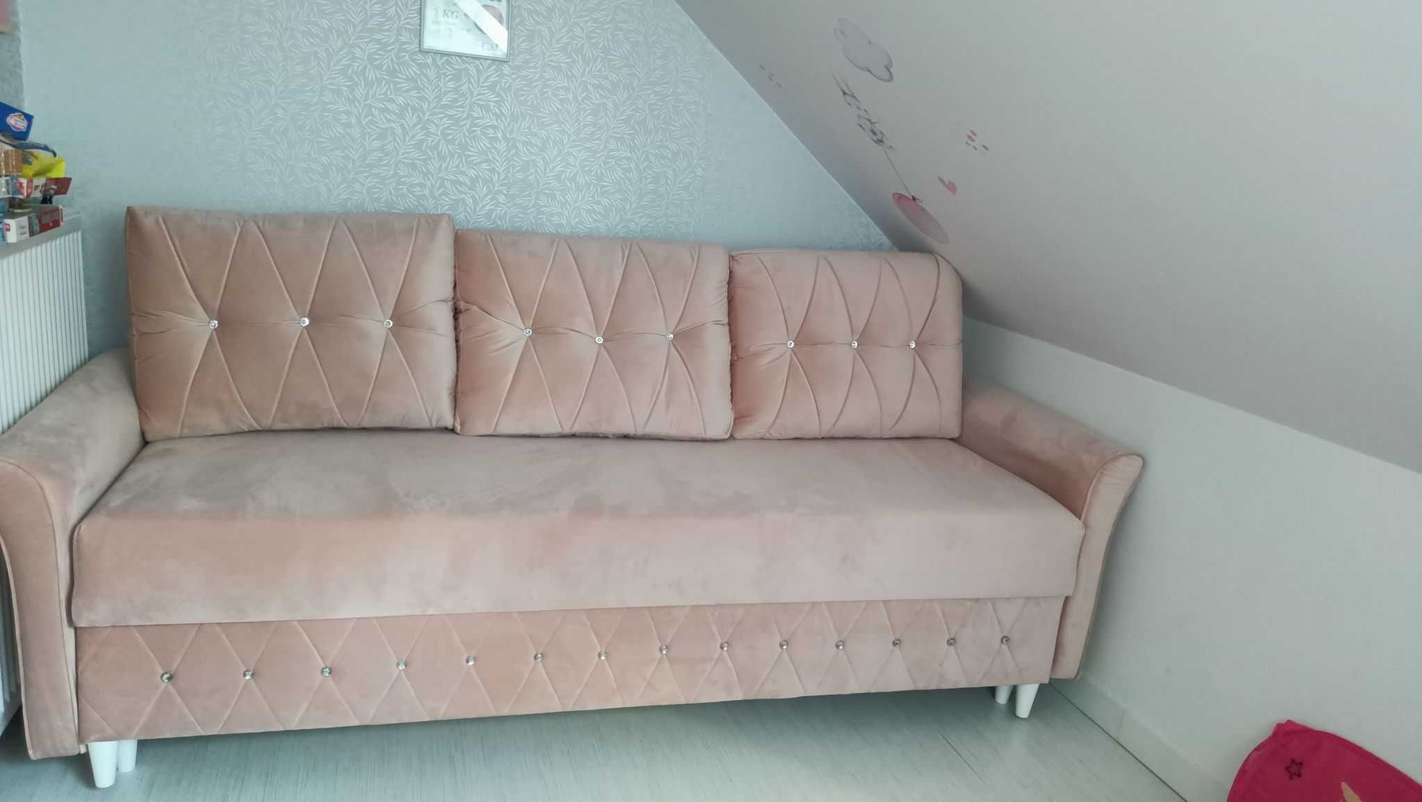 RATY sofa rozkładana Glamour kanapa uszak rozkładana łóżko kryształki
