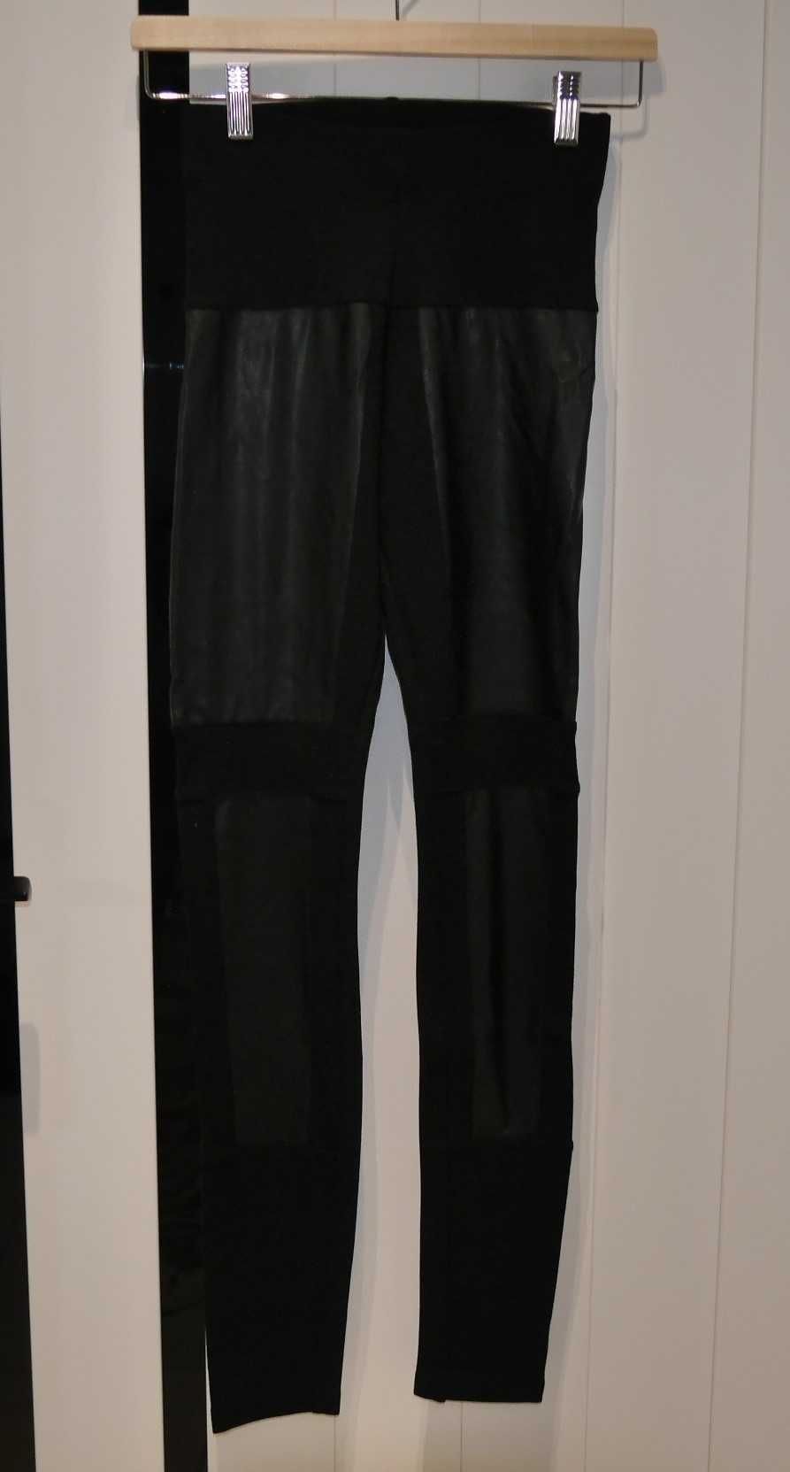 Gina Tricot legginsy skórkowe wstawki 36 S