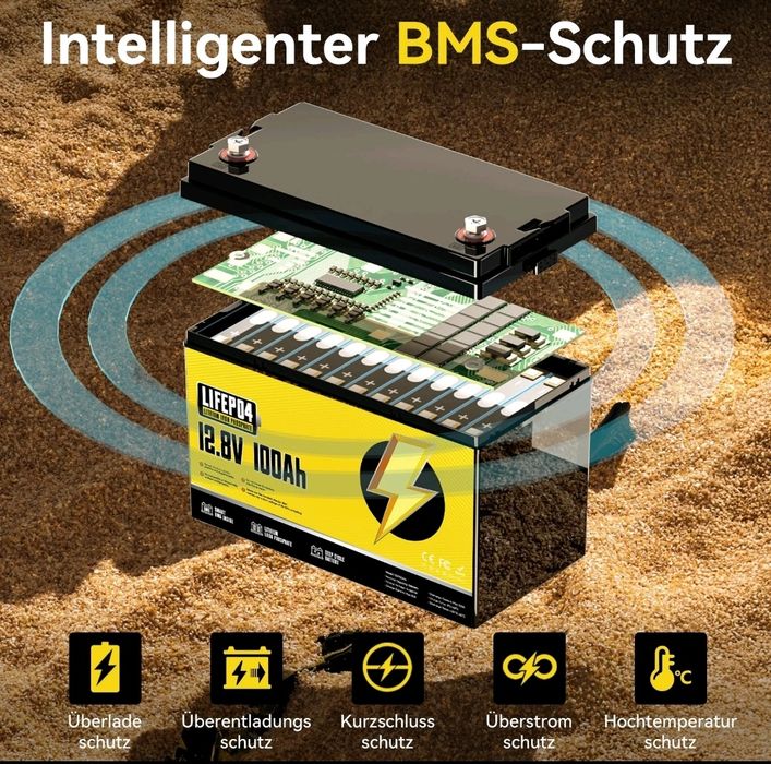 12 В 100 А·ч LiFePO4 литиевый аккумулятор BMS аккумулятор солнечная си