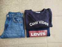 Conjunto calças + T-shirt Levis + Camisola