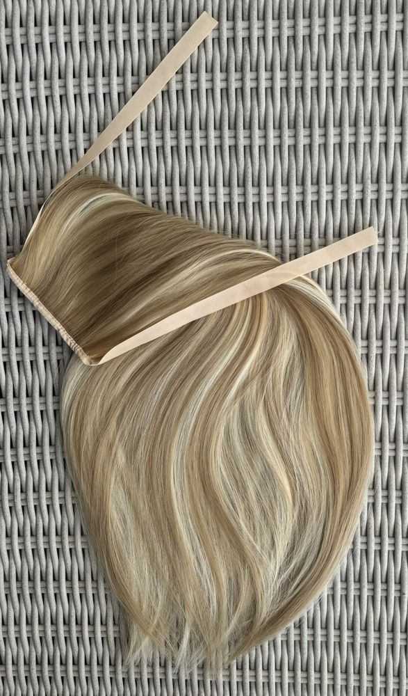Premium Ultra blond pasemka / refleksy włosy doczepiane, kucyk, treska