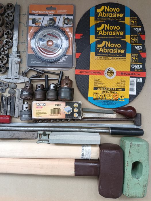 Сверло. Метчик. Плашка. Резьбомер. Кувалда. Плиткорез. Отвёртка. Шило.