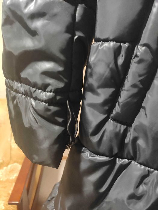 Зимний черный женский плащ пальто