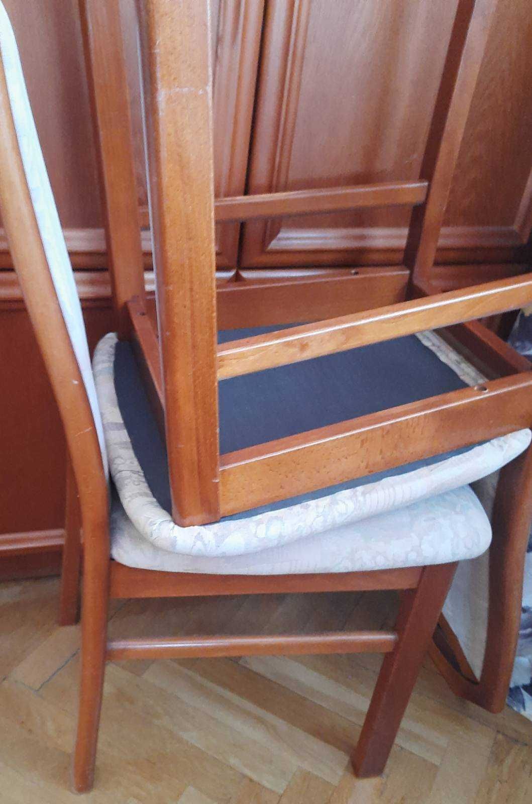 Stół z rozsuwanym blatem+ 6 krzeseł MEBLE DREWNO WIŚNIA BDB; Transport