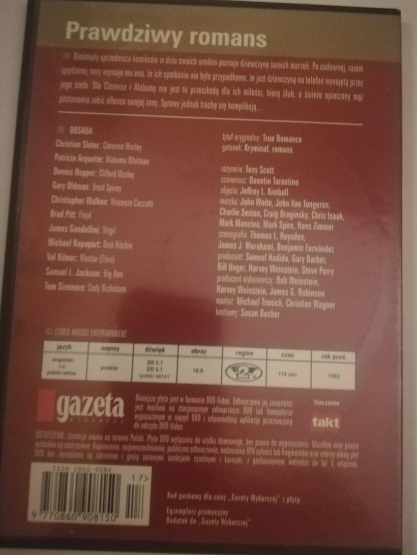 Płyta DVD film Prawdziwy romans 1993 Tarantino Slater Arquette lektor