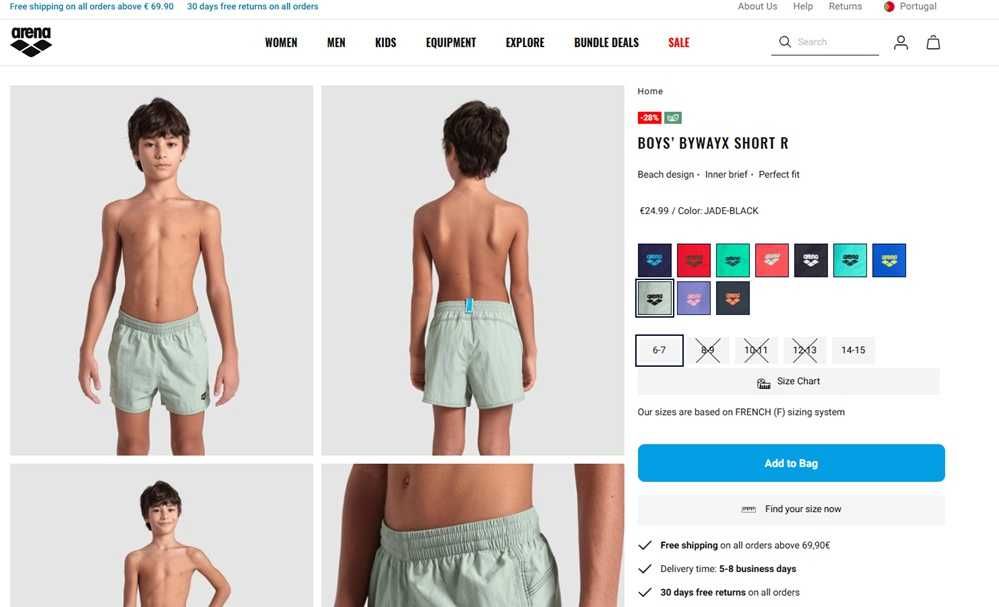 Arena Calção de praia menino Tam: 7-8 anos (208)