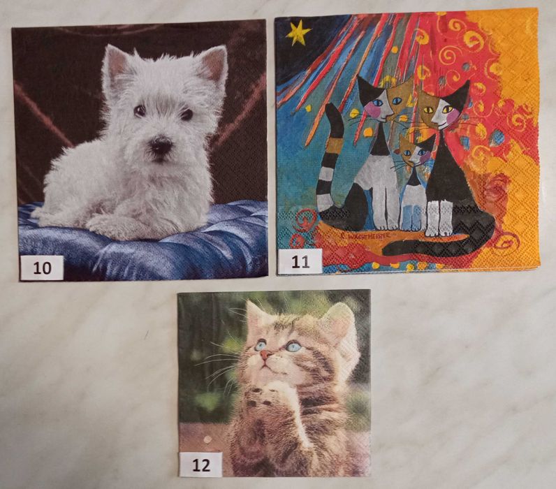 Serwetki decoupage koty, psy zestaw C