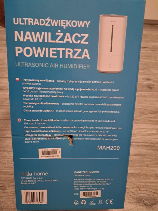 Milla Home ultradźwiękowy nawilżacz